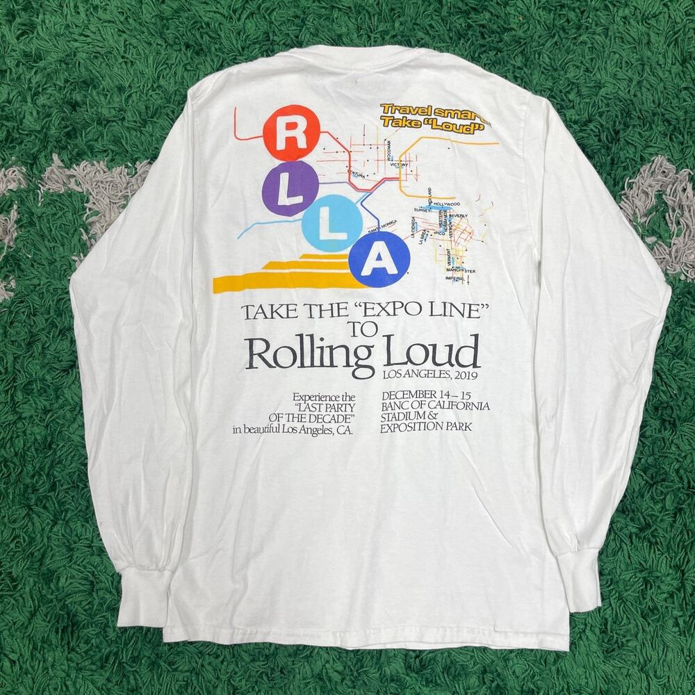 Rolling Loud 2019 Expo Line Map LS White Tee Shirt Size Small S B10
